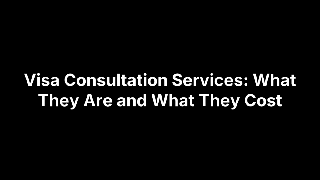 Visa Consultation Services: What They Are and What They Cost