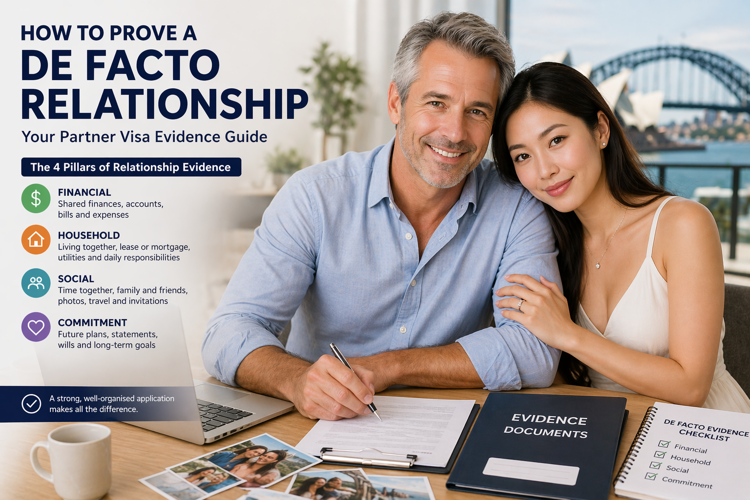 Australian partner visa guide de facto relationship evidence couple Australia