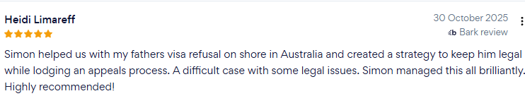 Client review for onshore visa refusal and appeal strategy handled by Simon Mander Consulting