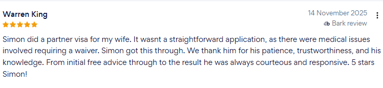 Partner Visa Testimonial
