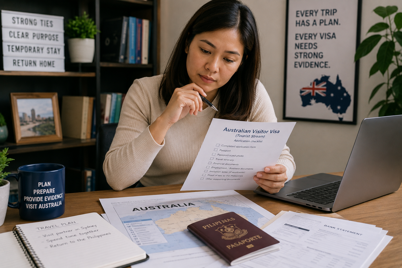 Australia Tourist Visa for Filipinos Filipino traveller preparing an Australian tourist visa application