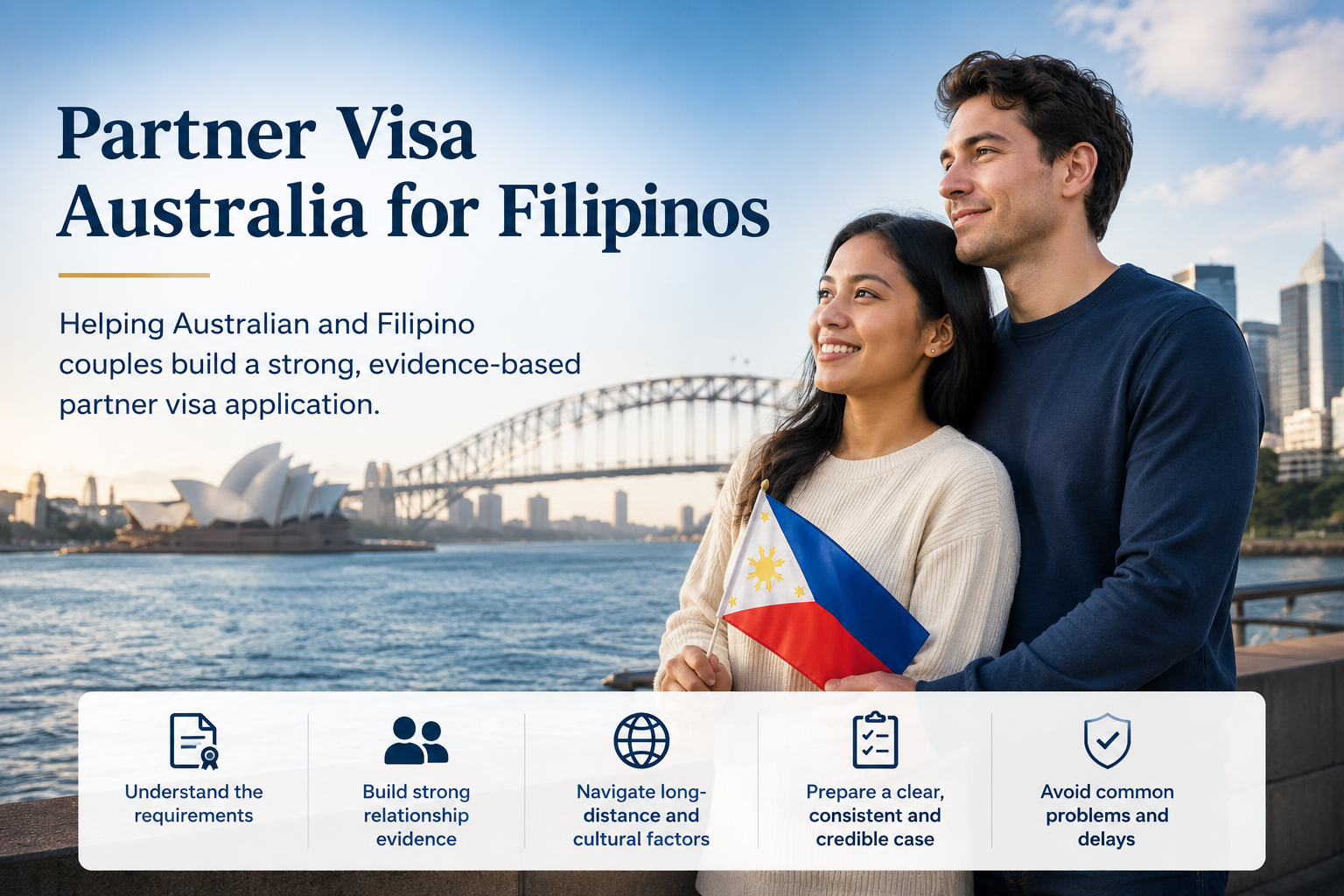 Partner Visa Australia for Filipinos Australian and Filipino couple preparing an Australian Partner visa application