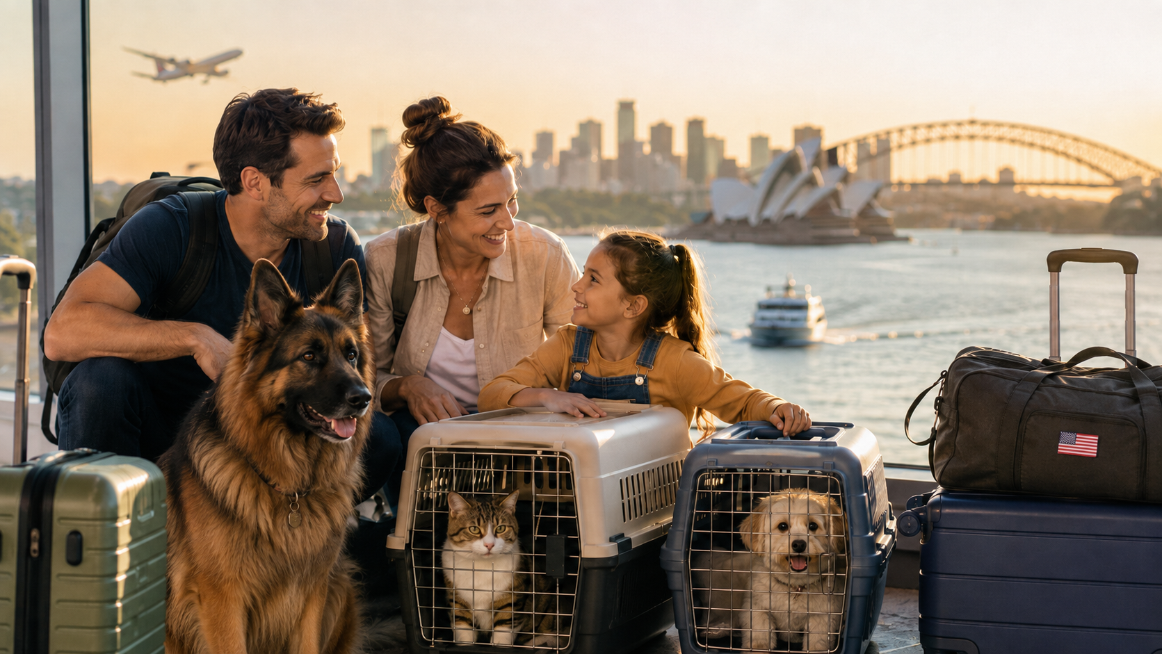 American family moving pets from the USA to Australia